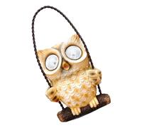 VICASKY Solar Powered Owl Hanging Light Decorative Resin Garden Ornament for Patio Fence Energy Saving Outdoor LED Lamp with Automatic Charging and Night Glow