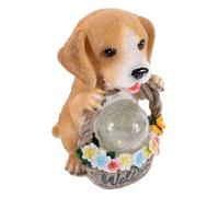 VICASKY Solar Powered Resin Dog Lamp Outdoor Garden Ornament LED Night Light Solar Statue for Balcony Patio Decoration