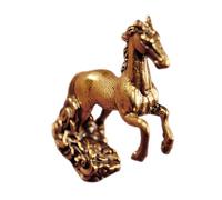 VICASKY Solid Brass Horse Statue with Cloud Pattern Standing Upward Stepping Horse Sculpture for Home and Office Decor Motivational Feng Shui Collectible Figurine Symbolizing Success and
