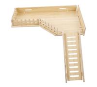 VICASKY Solid Wood Hamster Cage Accessory Ladder Platform Boredom Breaker Toys for Hamsters Small Pets