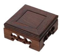 VICASKY Square Red Wood Display Base for Crafts and Teapot, 8x8x3.6cm Natural Wood Stand for Vase, Figurine and Buddha Statue Display, Handicraft Riser for Home Décor Random Style