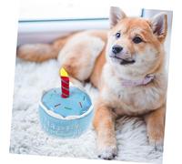VICASKY Squeaky Plush Dog Birthday Cake Soft Stuffed Pet for Healthy Chewing Dental Cleaning and Puppy Gum Soothing Blue Birthday Dogs