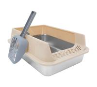 VICASKY Stainless Steel Cat Litter Box Deep Tray Litter Pan for Indoor Senior Cat Kitten Rabbit Hamster Pet Toilet