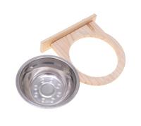 VICASKY Stainless Steel Food Container Bird Dish Large Bowl Feeder Parrot Feeding Bamboo