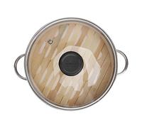 VICASKY Stainless Steel Food Steamer with Glass Lid Premium Bamboo Steamer Basket for Dumplings and Buns for Even Heating and Healthy Cooking