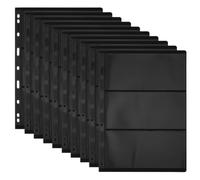 VICASKY Stamp Album Stock Books Pages 10 Pcs Double-Sided Storage Standard 9-Hole Inserts Binder Sheets Collectors Coin Collection Supplies Book Black Loose Leaf Organizing Displaying