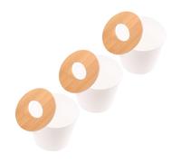 VICASKY Storage Container Pet Material for Bathrooms and Offices, White with Bamboo Lid Tissue Box Covers 3pcs round Bamboo Lid, Portable and Stable Tissue Dispenser Box