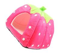 VICASKY Strawberry Shape Hamster Bed Cute Cozy Hideout for Small Pets Washable Winter Tent Bed for Guinea Pigs Ferrets and Rats Soft for Play and Sleep
