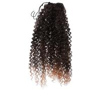 VICASKY Synthetic Drawstring Curly Ponytail Extension with Highlights, Long Brown T1B/30# Fake Ponytail Bun Hairpiece for Women, Clip-In Synthetic Hair Bun for Everyday and Party Use