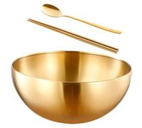 VICASKY Thickened Korean Stainless Steel Salad and Fruit Bowl with Chopsticks and Spoon Deep Stackable Serving Bowls for Indoor Outdoor Use Lightweight Kitchenware for Noodles Snacks and