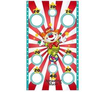 VICASKY Throwing Game Banner with 3 Bean, Clown Hanging Flags Sandbag Toss Game Carnival Circus Party Accessories for Outdoor Party Decoration and Carnival Activities