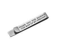 VICASKY Titanium Steel Tie Clip for Men Wedding and Business Suit, Silver All-match Design with Engraved Text, Light and Sturdy Clip that Will Not Scratch Tie, Groom or Father Gift