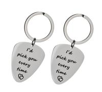 VICASKY Valentine’s Day Couple Guitar Keychains 2pcs Stainless Steel Creative Bag Pendants Practical Key Rings for Music Lovers