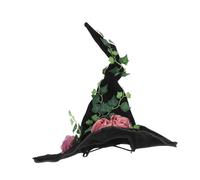 VICASKY Velvet Women Witch Hat with Rose Vine Design Soft Comfortable Fit Durable Halloween Costume Accessory for Theater Roleplaying and Spooky Events