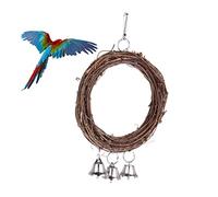 VICASKY Vine Rattan Parrot Swing with Bells Hanging Bird Cage Accessory for Cockatiels Budgies Engaging Activity for Climbing and Exploring Random Color