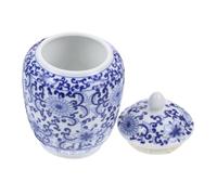 VICASKY Vintage Blue and White Ceramic Tea Canister Airtight Storage Jar for Loose Leaf Tea and Dry Food Retro Chinese Style Tabletop Container with Smooth Gloss Finish
