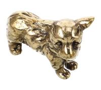 VICASKY Vintage Brass Corgi Dog Statue Miniature Desktop Ornament Compact Solid Animal Figurine for Home Decor with Smooth Surface and Detailed Craftsmanship