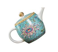 VICASKY Vintage Ceramic Tea Kettle Blue Enamel Teapot Hand-Painted Classical Tea Pot for Home and Restaurant