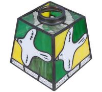 VICASKY Vintage French Stained Glass Pendant Lamp Shade with Hand Blown Dove Design, Multicolored 42Mm Aperture Decorative Glass Lampshade for Floor and Table Lamps, Living Room Lighting