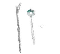 VICASKY Vintage Gradient Green Tassel Hairpin with Peace Buckle and Dragon Motif Elegant Ancient Style Hair Stick for Chinese Wedding Bride Traditional Hanfu Headpiece Accessory for Women