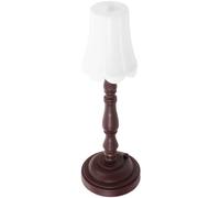 VICASKY Vintage Miniature Table Lamp Doll House Mini Desk Light with White LED and Brown Base for Dollhouse Accessories Bedroom Decoration