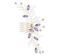 VICASKY Vintage Rhinestone Wedding Hair Comb for Brides and Bridesmaids Elegant Five Tooth Handmade Purple Headpiece Secure Hold Prom Hair Accessory for Special Occasions