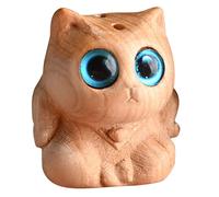 VICASKY Vintage Style Wooden Cat Pendant Keychain with Blue Eyes Retro Kitten Charm Ornament Lightweight Key Ring Accessory Unique Cat Lovers