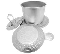 VICASKY Vintage Vietnamese Coffee Dripper Aluminum Filter with Unique Pattern Slow Drip Brewer for Home Office Camping Coffee Lover Women and Men