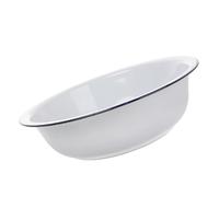 VICASKY Vintage White Enamel Mixing Bowl for Dough and Soup, 32 CM | Classic Basin, Smooth Nonporous Finish, Heat Retention Serving, Kitchen Salad Prep Use