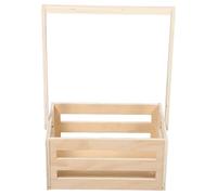 VICASKY Vintage Wooden Shower Storage Basket with Handle, Spacious Capacity and Easy Assembly, Beige Classic Wood Grain Finish Nursery Crate for Newborn Clothes and Organisation