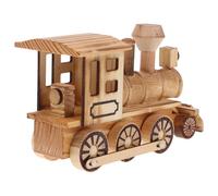 VICASKY Vintage Wooden Train Engine Decorative Ornament, Light Brown Plastic Retro Locomotive Adornment, 7. 28 X 4. 92 X 2. 95 Inch, Desktop Decoration for Kids Boys, Home Or Office Decor