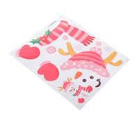 VICASKY Waterproof PVC Xmas Snowman Window Sticker Creative Pink Design, Decorative Accessory for Christmas and Decoration in Places, Playful Cartoon Pattern Vinyl Decal for Holiday Scene