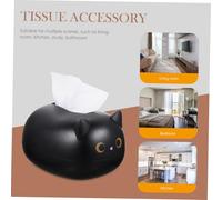 VICASKY Wear-resistant Cat Tissue Holder Decorative Napkin Box Black Cute Design Lightweight Reusable Desktop Storage for Home Office Interior Decor