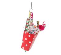 VICASKY Wear-resistant Hanging Bird Foraging with Chewing and Shredding Features Parrot Plaything for Cage Carrier Safe Natural Texture for All Parrot Species Red Ice Cream Snack Bucket