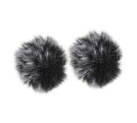 VICASKY Windproof Clip-on Microphone Covers, 2 Pieces Black and Grey Furry Mic Windshield, 5mm Thick Protective Pop Filter for Lavalier and Recording Microphones, Noise Reduction