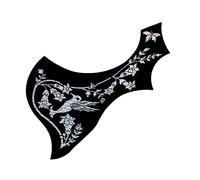 VICASKY Wing Shaped Acoustic Guitar Pickguard with Colourful Floral Bird Pattern, Self-adhesive Pvc Plastic Pick Guard Scratch Protection, Black Background for Folk and Classical Guitars