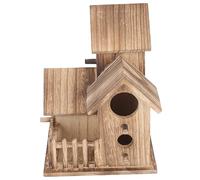 VICASKY Wood Parakeet Nesting Cottage with Multi Hollow Design Outdoor Wooden Bird House for Small Birds Vintage Style Parrot Nest Box for Garden Porch and Home Decoration