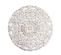 VICASKY Wood Wall Panel Flower Heritage Round Wall Art French Country Carved MDF for Bedroom Living Room Porch