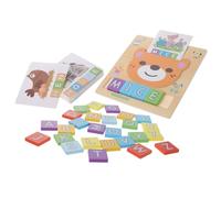 VICASKY Wooden Alphabet Learning for Educational Montessori Letter Blocks with Picture Cards Cognitive Spelling Game for Brain Training Activity