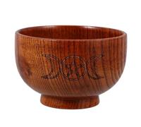 VICASKY Wooden Altar Bowl with Moon and Pentagram Design Multifunctional Candle Holder and Incense Burner for Rituals Portable Home Decor Ornament Mystical Offering Prop for Spiritual