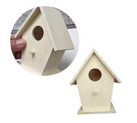 VICASKY Wooden Bird House Outdoor Hanging Nest Box for Garden Birds DIY Breeding Swallows Nest Natural Wood Color Window Mountable Birdhouse for Watching Wildlife and Animals