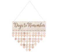 VICASKY Wooden Birthday Calendar Board, Diy Wall Hanging Date Reminder Plaque, Family Birthday Organizer with 50 Hearts 50 Circles, Beige, 15. 74 X 4. 72 Inch