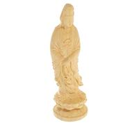 VICASKY Wooden Guanyin Statue Boxwood Sculpture for Home Office Decor Smooth Handcrafted Bodhisattva Figurine with Spiritual Meaning Feng Shui Ornament Gift
