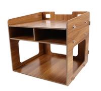 VICASKY Wooden Printer Organizer Shelf with Multilayer Tiered Storage, Strong Load-bearing Printer Table Top Stand, Easy Assembly Desktop Organizer for Folders and Books, Modern Design