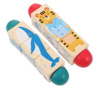 VICASKY Wooden Rotating Animal Puzzle, Montessori Educational Spin Blocks with Land and Ocean Animals, Early Learning Intelligence Development