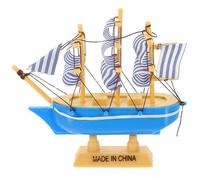 VICASKY Wooden Sailboat Model Decor Pirate Ship Antique Nautical Model Building Woodcraft Construction Kit Boat Gifts For Adults Kids 4inch,Blue