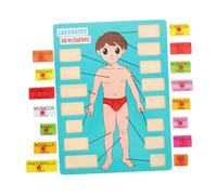 VICASKY Wooden Spanish Language Body Parts Puzzle for Educational Human Anatomy Board for Cognitive Development Matching Puzzle for Learning Body Structure