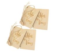 VICASKY Wooden Vow Book Set 2 Packs Kraft Paper Wedding Vow Notebook Handmade for Engagement Couples and Bride Groom