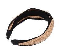 VICASKY Woven Raffia Headband with Black Edged Cross Weave, Chic Hair Accessory for Women, Wide Simple Straw Hairband Suitable for Party and Daily Hair Decor