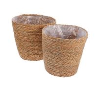 VICASKY Woven Seagrass Plant Pot Cover Straw Flower Basket Small Wicker Baskets for Decor Storage Christmas Halloween